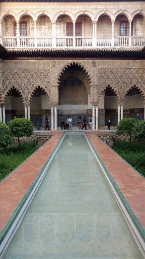 The Patio de las Doncellas in the Alcazar, as impressive as anything in the Alhambra