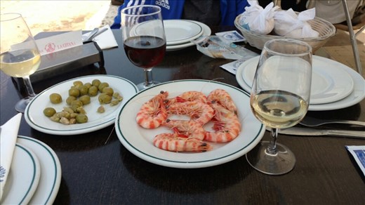The staples of Sanlucar de Barrameda: Gambas and Manzanilla