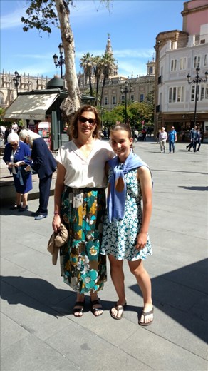 Maya and Beth ready for a lunch on Palm Sunday
