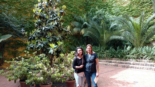 Beth and Amy in an interior Patio in La Casa de Lebrija