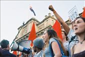 An Australian flag fly's high above the protestors: by james_ross, Views[280]
