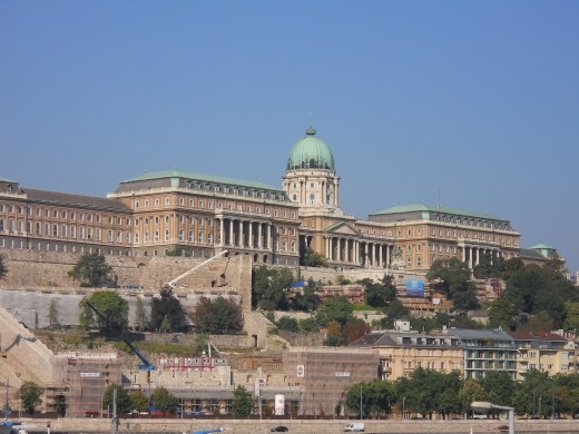 Buda Castle Complex as seen from a boat on the Danube