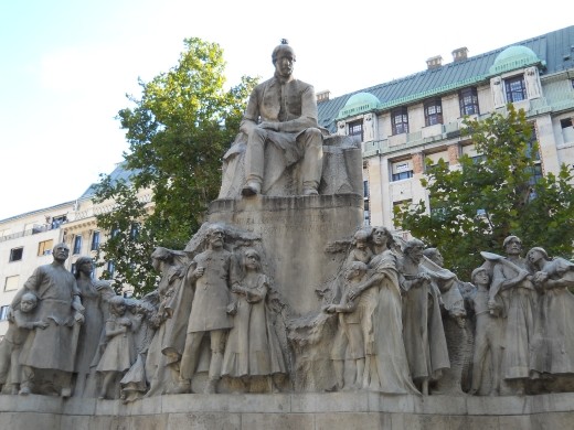 Vörösmarty Square Statue of Mihaly Vörösmarty