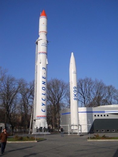 The Space Museum next to Lenin Park. Dnepropetrvosk was the site where many missiles were built during Soviet times. 