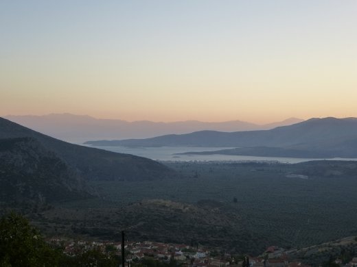 View from campground at Delphi, over the gulf of Corinth