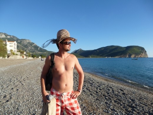 James and his new (found on the beach) hat