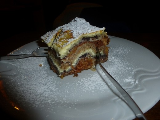 Slovenian dessert made of pastry, walnut, apple, honey ,poppy seeds