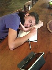 Cheyne and kitty fast asleep on the kitchen table in Berry: by jamirieder, Views[232]