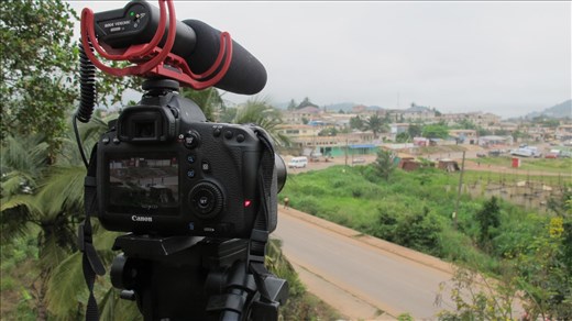 Pictured: My Cannon 6D Filming the main street in Obuasi Ghana