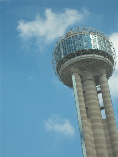Looking up at the Reunion Tower in downtown Dallas