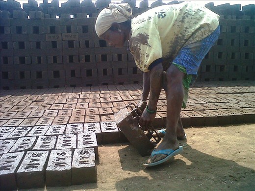 Making and laying about 1500 bricks each day - A back breaking process