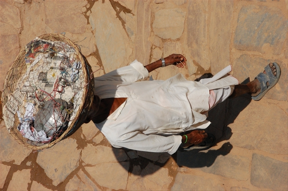 An empty basket reveals it was a successful day in the village square.