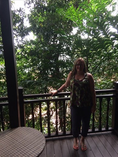 Ania on our rainforest balcony