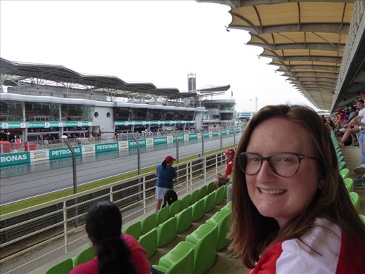 Ania on the pit straight during 1st Practice