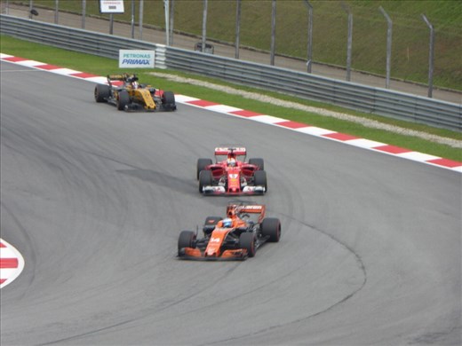 Vettel tries to get past Alonso