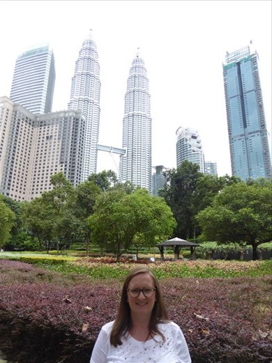 Ania outside the Petronas Towers
