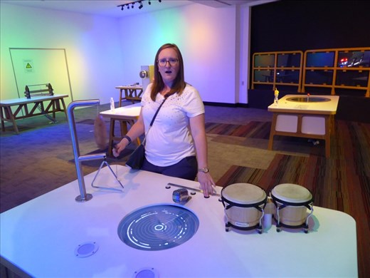 Ania playing some music in the Science Centre