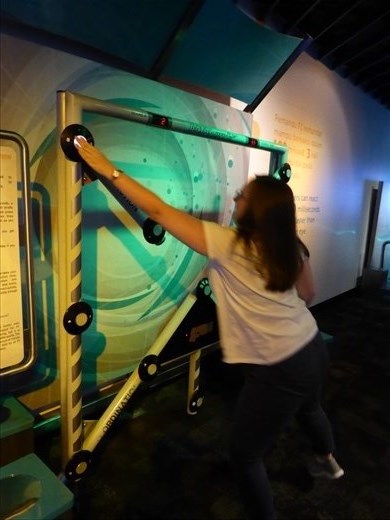Ania tests hers reflexes in the Science Centre