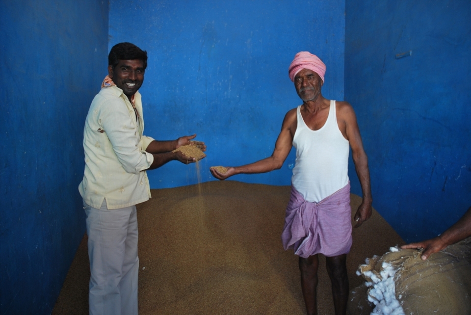 “Eager to share”.  While wandering through the shop-lined streets in Saraguru, we stopped to ask some of the shopkeepers if we could take pictures of their colorful shops. The language barrier was overcome with gestures and smiles, and when they saw that we were interested in their shops and their work, they were more than happy to open up to us and share about their livelihoods. They proudly showed their large piles of cotton outside and then motioned for us to follow them to another building where they had a large pile of lentil-like grain, which they again proudly showcased. So much can be said sometimes without understanding a single word.