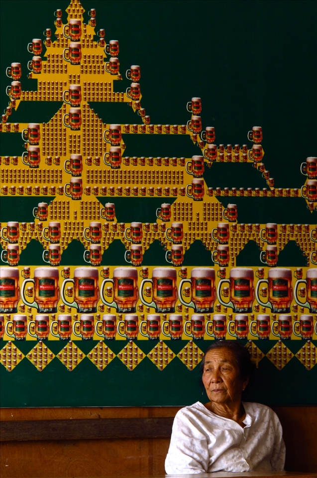 Elderly woman watching the street