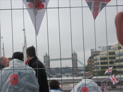 View from my spot in the crowd for the River Boat Parade for the Queen's Diamond Jubilee in London.