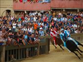 The winner on the Onda (Wave) horse rounds the bend, bareback and hanging on tight. A scary sight when you are viewing from the stands and showered in dust and dirt from the track as they pass.: by jcaptured, Views[434]