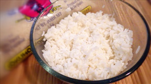 Cooked sushi rice.