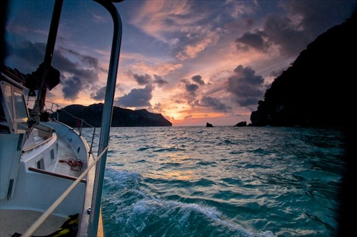 Sunset over the Golf of Thailand. Taken while sailing over to Koh Rong Island