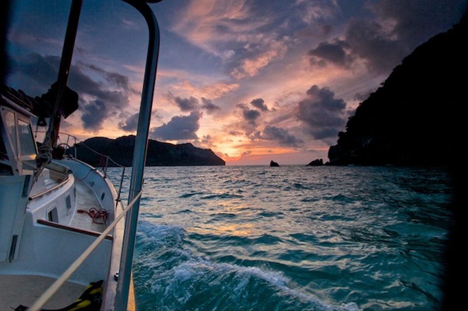 Sunset over the Golf of Thailand. Taken while sailing over to Koh Rong Island