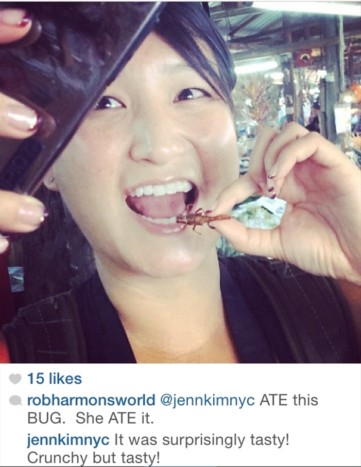 That's me eating my first cricket in Thailand!  