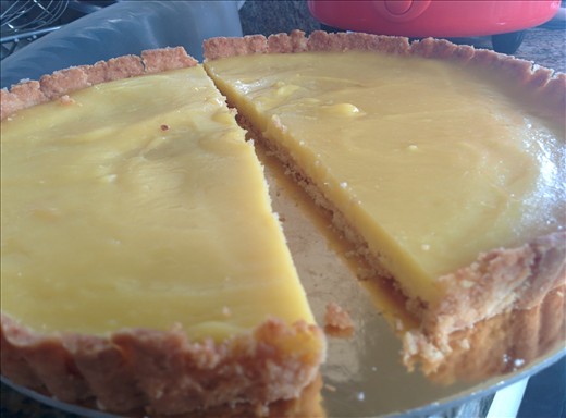 Cut lemon tart