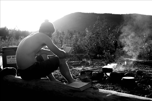 Reading Dostoyevski before dinner.