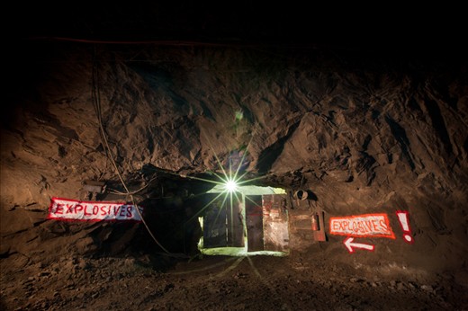 The explosives magazine underground at Cantung mine