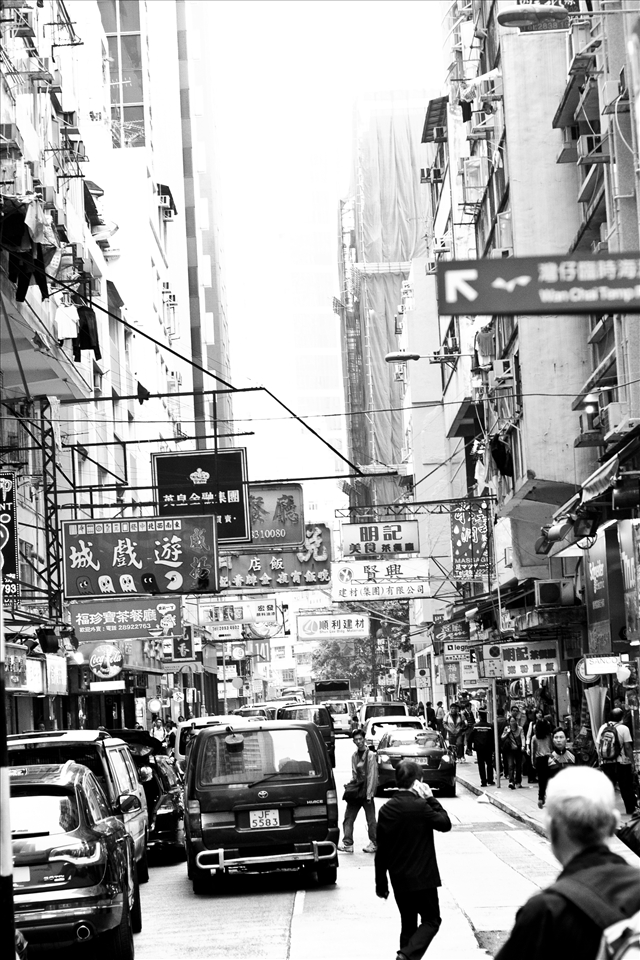 portrait of a side street in Hong Kong