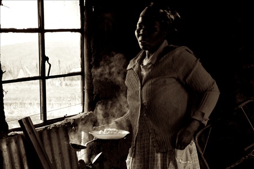 Lunch time at the Mdletshe School- the left overs of the older school.