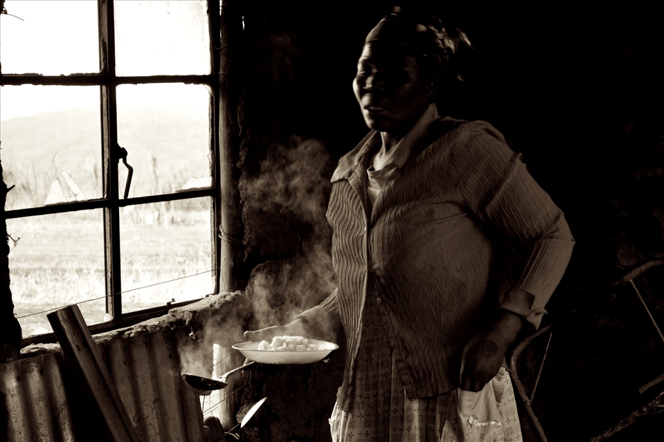 Lunch time at the Mdletshe School- the left overs of the older school.