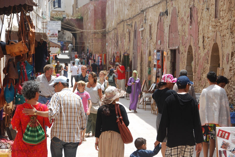 The bazaar at Essaouira reflects its international fame.