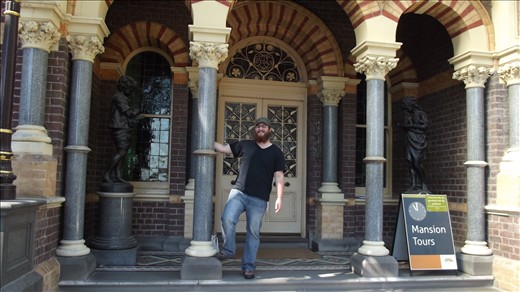 standing in front of the Rippon-Lea Garden Mansion 