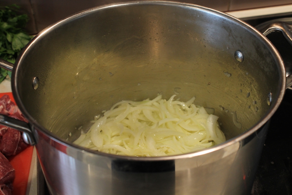Cooking the Onions and Garlic