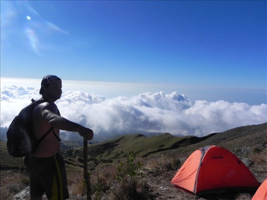 I'm sleeping over the clouds tonight. Rinjani Volcano, Indonesia