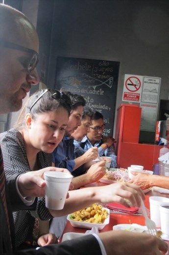 Dining at the counter at Al Toke Pez, Lima Peru