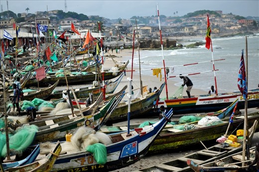 The fishing boats at Cape Coast