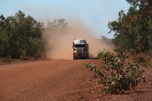 An oncoming road train - they take all of the road AND create massive dust clouds!