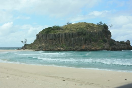 One of the rocky outcrops on the beach