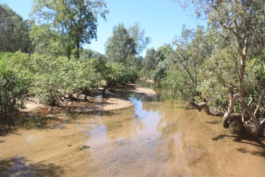 Crossing the South Alligator River - the water level is unusually low