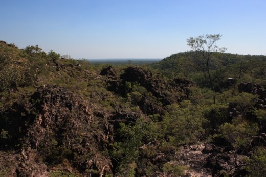looking west from the top of Tolmer Falls