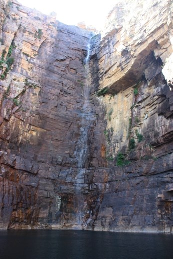 A close up of Jim Jim Falls from the plunge pool - not much water coming over the falls and it was freezing!