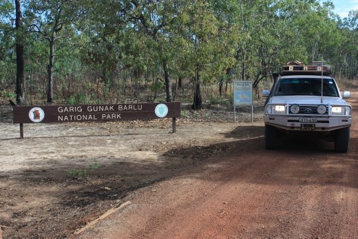 Our car at the entrance point to the National Park