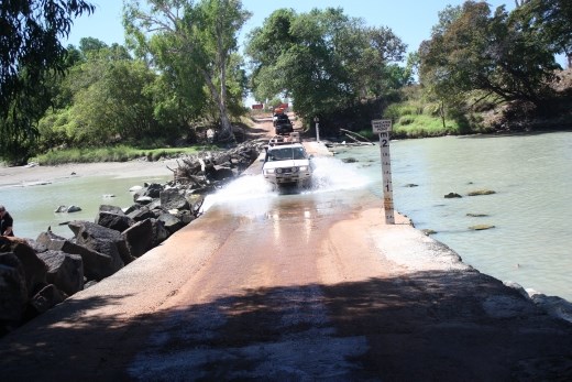 Our car crossing the East Alligator River at Cahill's Crossing