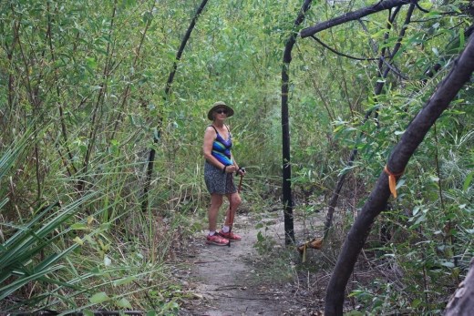The intrepid bush walker heading for a dip in the pond at Nanny's Retreat
